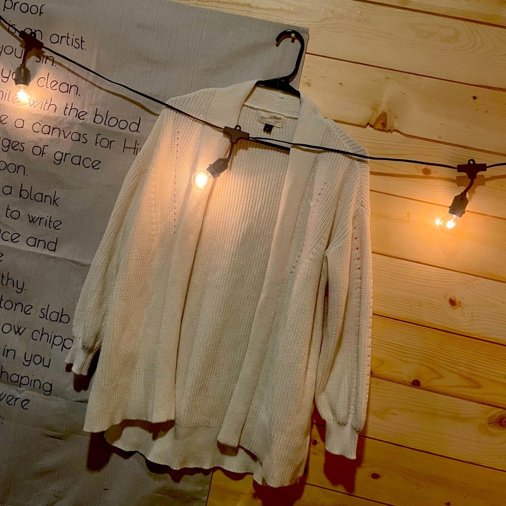 white cardigan